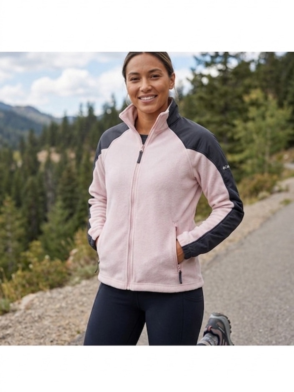 Columbia Light Pink and Dark grey Fleece Jacket